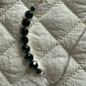 Green and Silver Faceted Bead Necklace